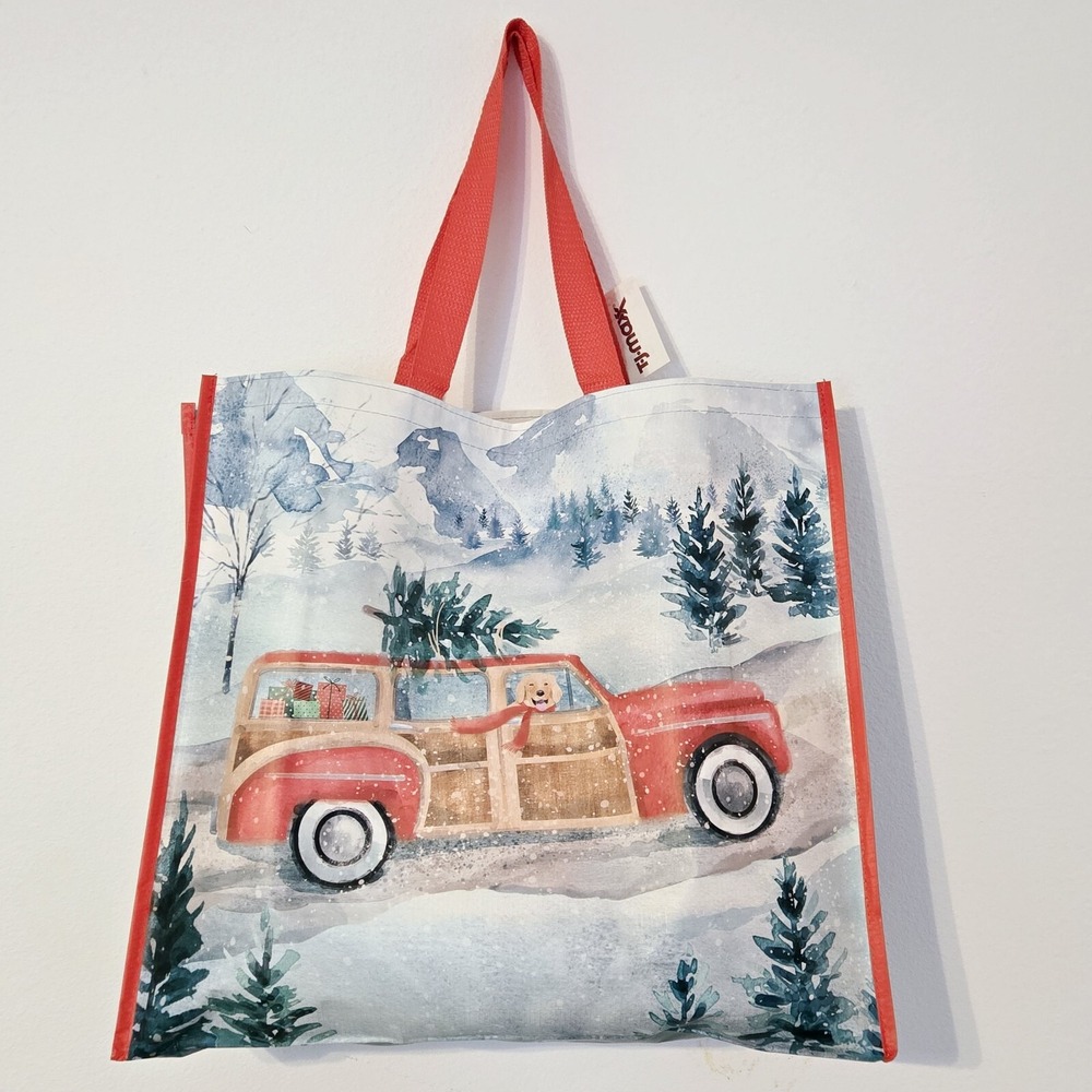 Christmas Red Truck Yellow Lab Dog Gifts Tree Snow Wagon Bag Gift TJ Maxx